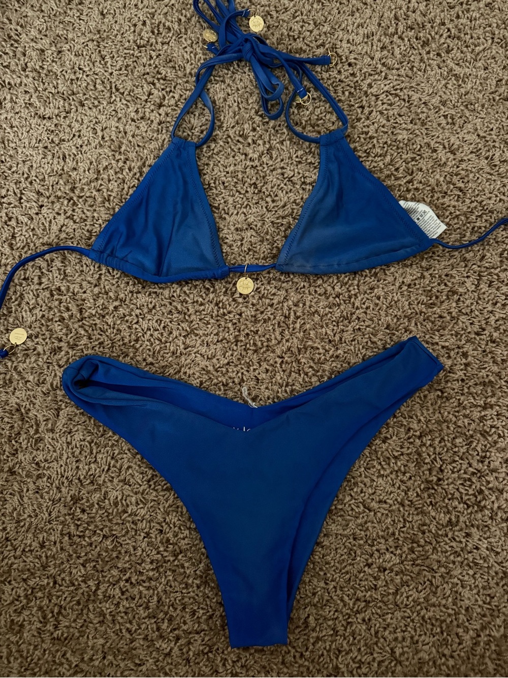 Kulani Kinis Cobalt Blue Triangle Bikini Set